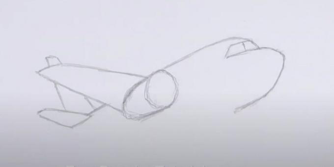 Jak nakreslit letadlo: vyobrazit nos, ocas a křídlo