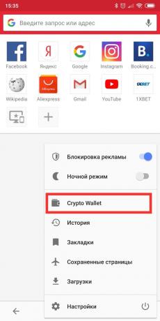 Opera mobile prohlížeč: peněženka kryptoměna