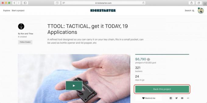 Jak nakupovat na Kickstarter: Otevřete stránku, kterou měl rád projektu a číst podmínky kampaně