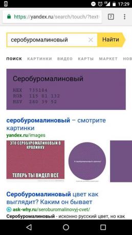 „Yandex“: hledání barvy