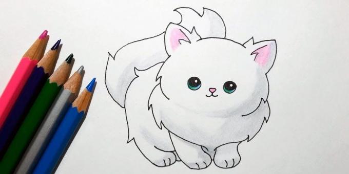 Jak nakreslit kočku stojí v kresleném stylu
