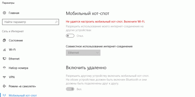 Co když „mobilní hotspot“ v systému Windows 10 se nezapne