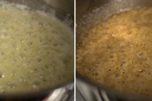 Jak připravit francouzské palačinky: po 3-4 minutách získá karamel příjemný zlatohnědý odstín