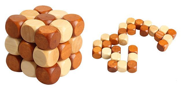 Dřevěné kostky puzzle