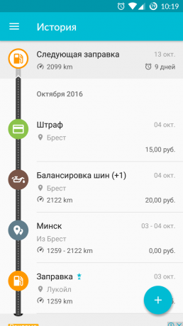 Drivvo pro Android: Historie