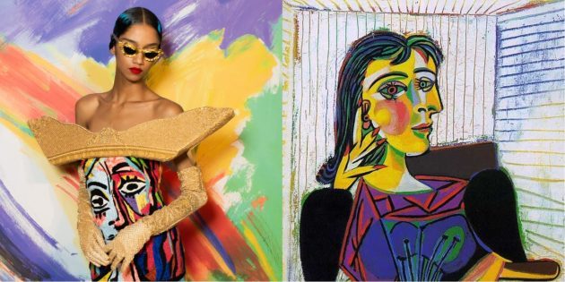 Moschino model a Picasso "Portrait of Dora Maar".
