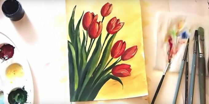 Jak nakreslit realistickou kytici tulipánů