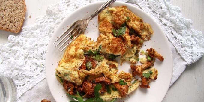 Smažené lišek s omeletou