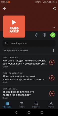 Podcast Layfhakera ve volném na Android Pocket Odlitky
