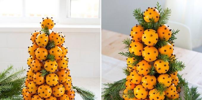 Jak vyzdobit stůl na Silvestra: mandarinka strom