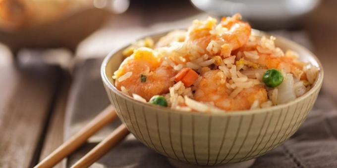 Thajská smažená rýže s krevetami