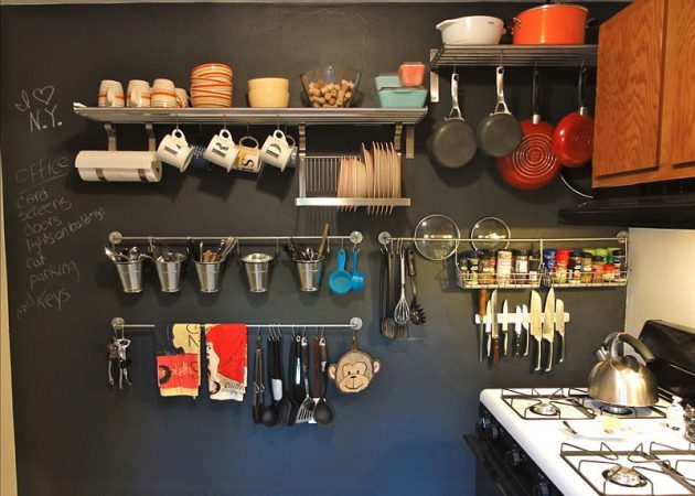 Malá kuchyně design: závěsné systémy
