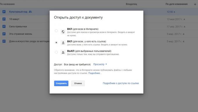 Vyhledávání v dokumentech Google. Konfigurovat přístup k dokumentu