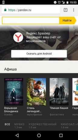 „Yandex“: všechny relace kina 
