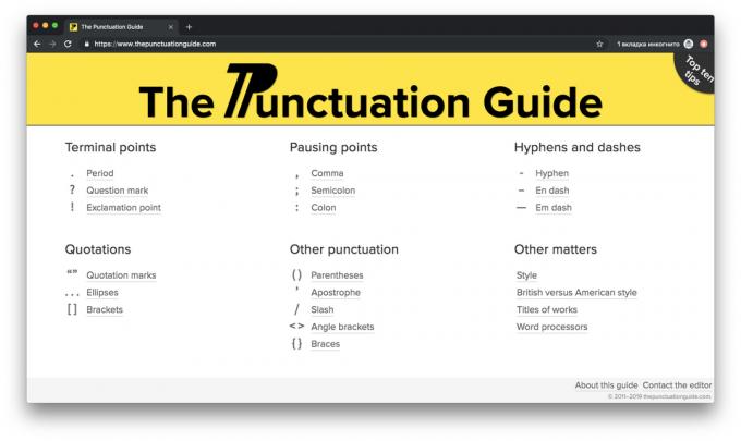 Thepunctuationguide.com pro samostudium anglického jazyka interpunkce