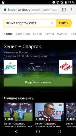 „Yandex“: Výsledky utkání
