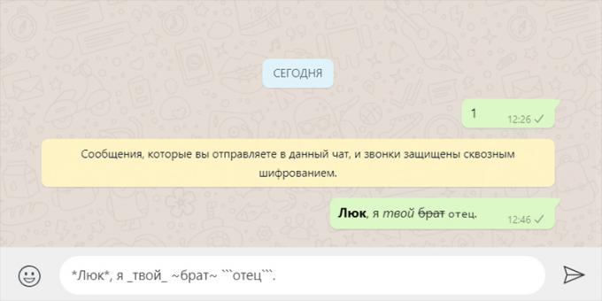 Desktop verze WhatsApp: Formátování textu