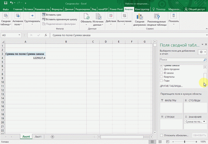 Souhrnná tabulka v aplikaci Microsoft Excel