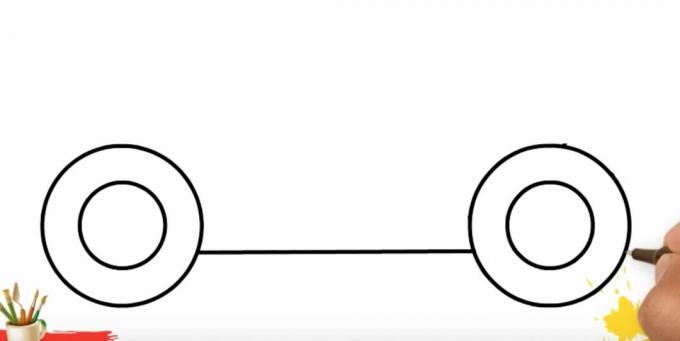 Jak nakreslit nákladní automobil: připojte kola