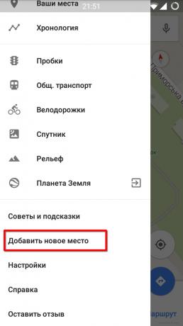 Mapy Google pro Android: Přidání místa