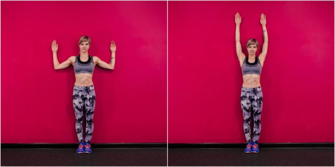 Jak si zvětšit prsa cvičením: zvedněte ruce vedle zdi