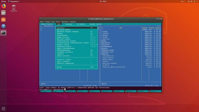 Linux Terminál umožňuje zobrazení souborů a složek