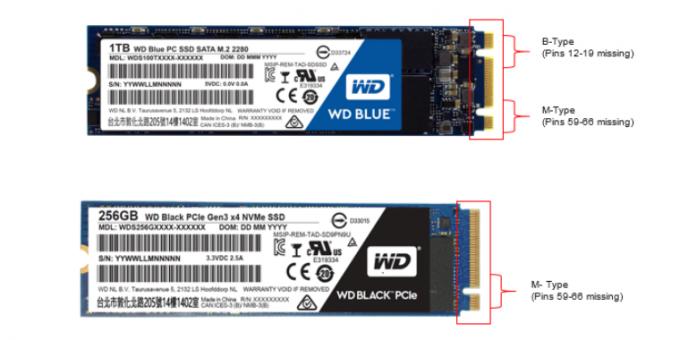 Co je lepší SSD: SSD M.2 c klíč B + M (horní) a SSD M.2 s klíčem M (dole)