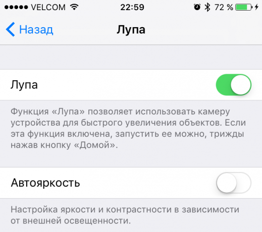 příležitosti iOS 10: lupa