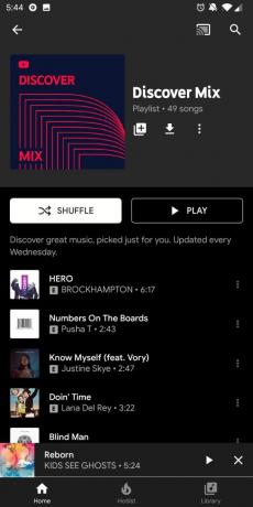 Discover Mix playlist na YouTube Music