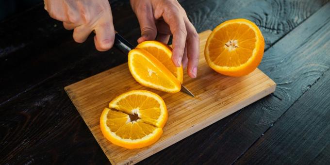 Jam z meruněk a hrušek: řez pomeranče