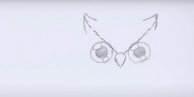 Jak nakreslit sovu: nakreslete zobák a „šipky“