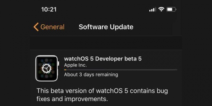 Aktualizace Apple Watch: načítá bar