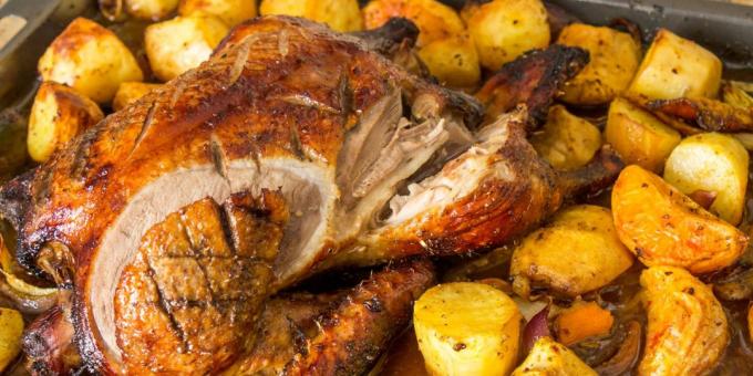 Kachna v troubě Jak vařit kachna s křupavou brambor a omáčkou recept Jamie Oliver