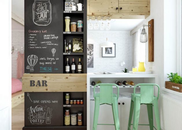 Malá kuchyně design: stoly, fotografie