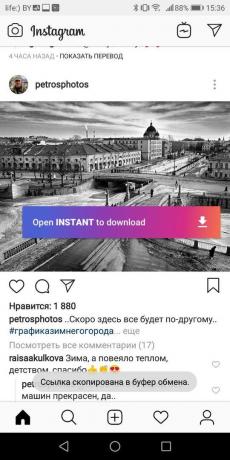 nikde jinde v Instagram: repost přes Instant
