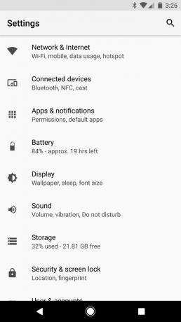 Android O: Nabídka