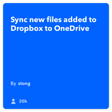 IFTTT Recept: Sync Dropbox na onedrive spojuje Dropbox onedrive