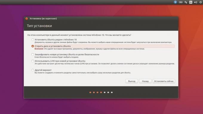 Instalace Ubuntu namísto současného systému v automatickém režimu,