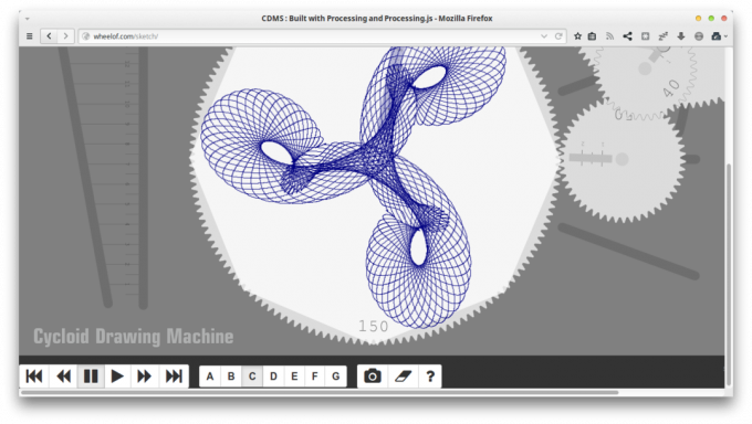 Přehled menších webových aplikací: cycloid Drawing Machine