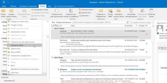 Microsoft Outlook: Vyčištění složky