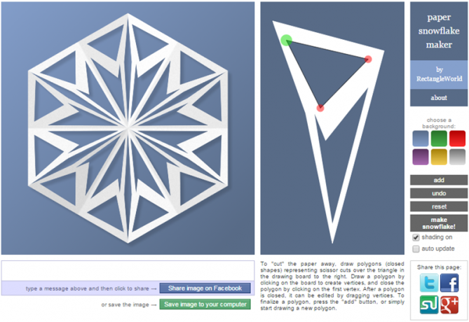 Webová služba PaperSnowflake pomůže představit, jak to bude vypadat jako papírový sněhová vločka