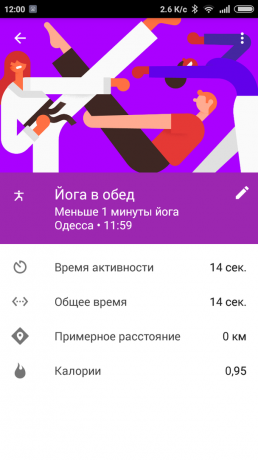 Google Fit: Výsledky cvičení