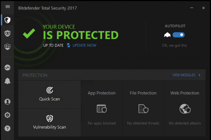 Anti-Virus pro systém Windows 10: BitDefender Total Security 2017